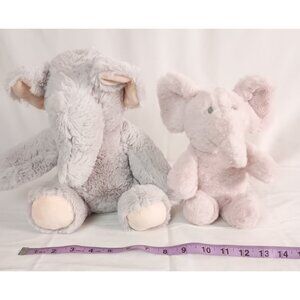 Silverone Set of 2 Plush Elephants Pink Gray Soft Stuffed Animals Kids Gift
